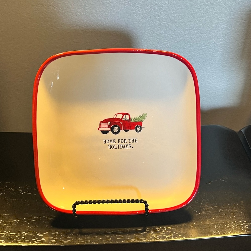 Rae Dunn Red and White Holiday Plate